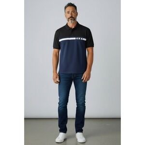 DKNY Men's Transit Polo Shirt, Short Sleeve, Blue/Black, Size M,‎ NWT